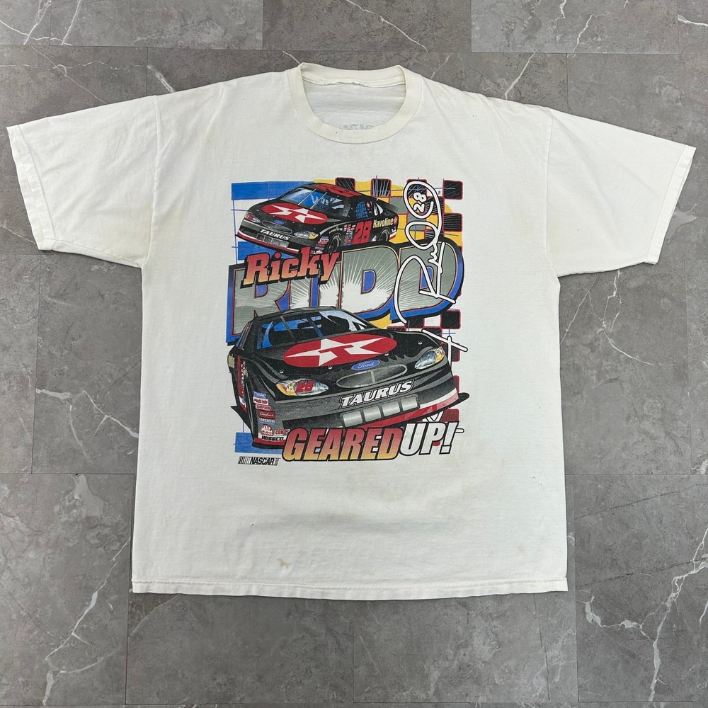 Vintage Ricky Rudd Graphic Tee Mens XL Nascar Geared Up Ford Racing Yates Texaco